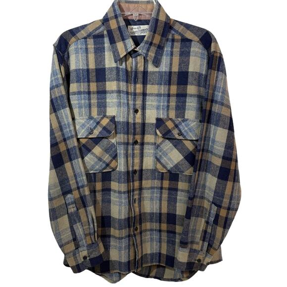Vintage Sears Roebuck Plaid Shirt Wool Blend Button Western Work Outdoors Med - Picture 1 of 10